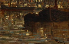 Mid 20th Century Oil - Reflections on the Water