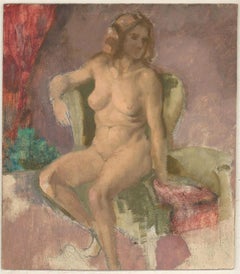 Mid 20th Century Oil - Seated Female Nude