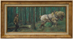 Mid 20th Century Oil - Shire Horse at Work