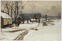 Mid 20th Century Oil - Snowy Village