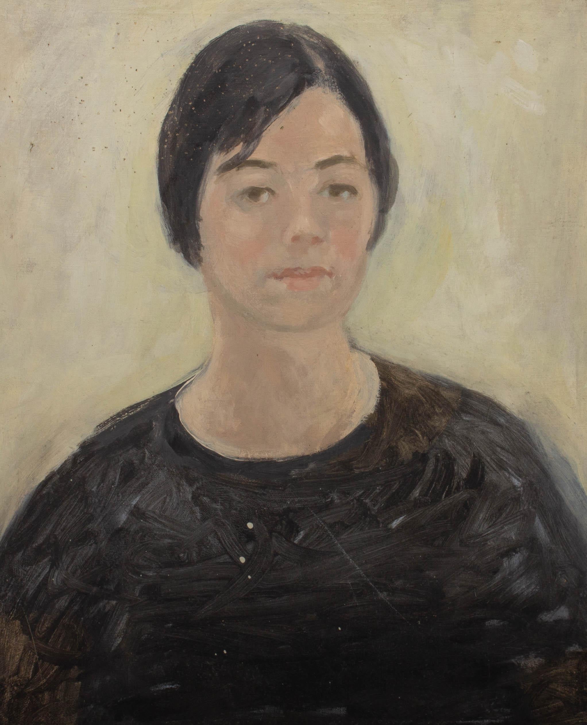 Mid 20th Century Oil - Soft Gaze - Painting by Unknown