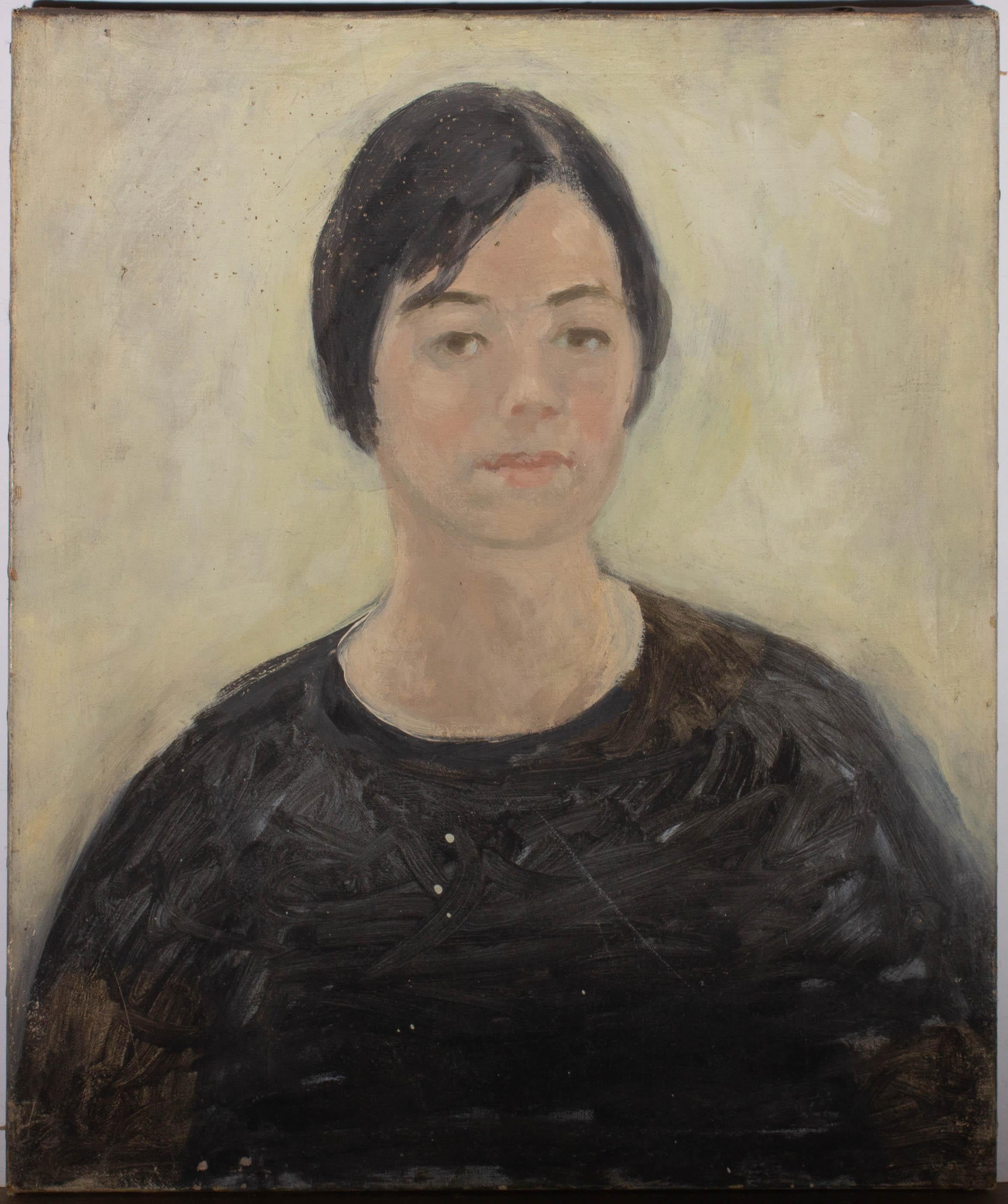 Unknown Portrait Painting - Mid 20th Century Oil - Soft Gaze
