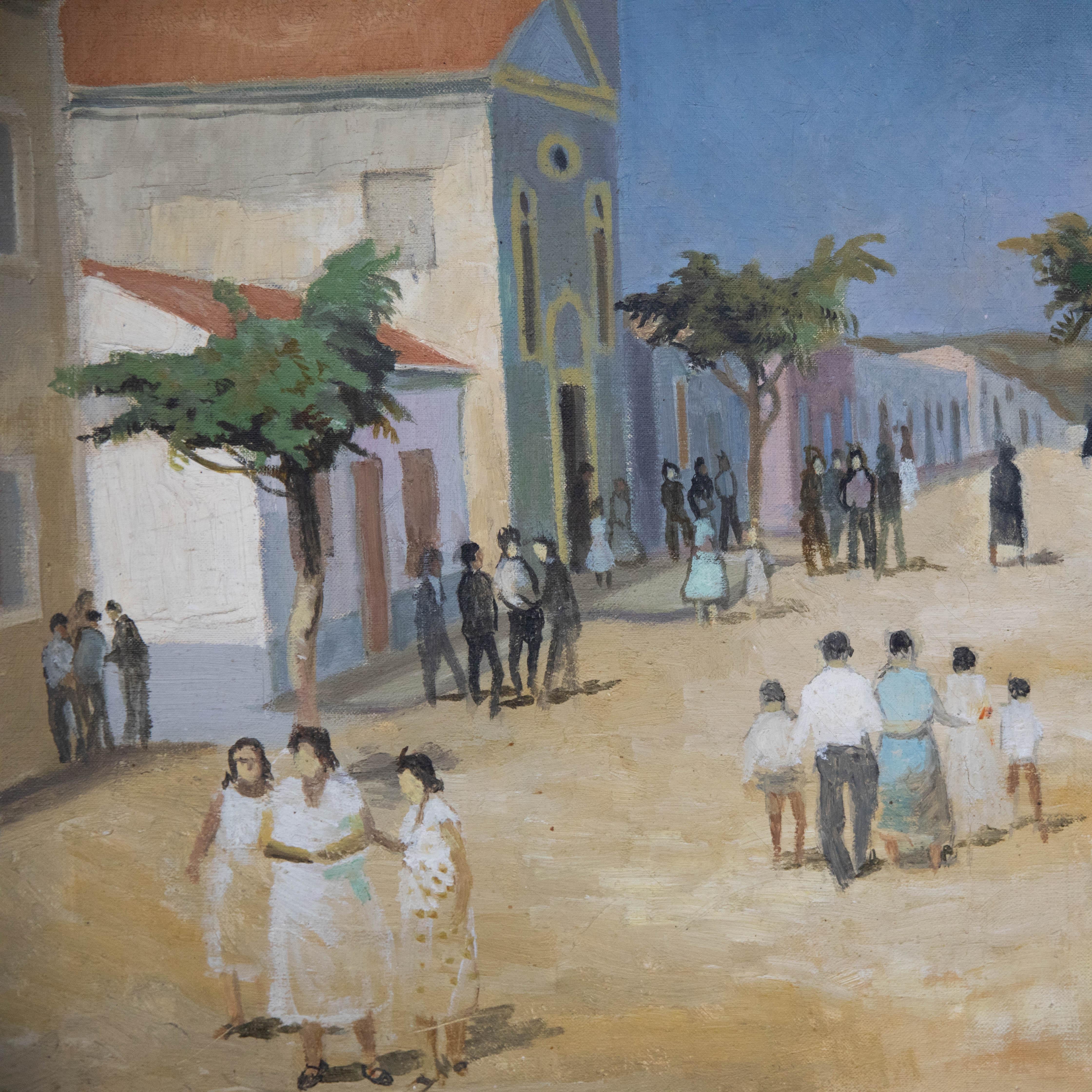 Mid 20th Century Oil - South American Townscape For Sale 1