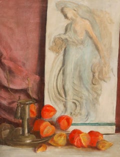 Mid 20th Century Oil - Still Life with Plaster Relief Plaque