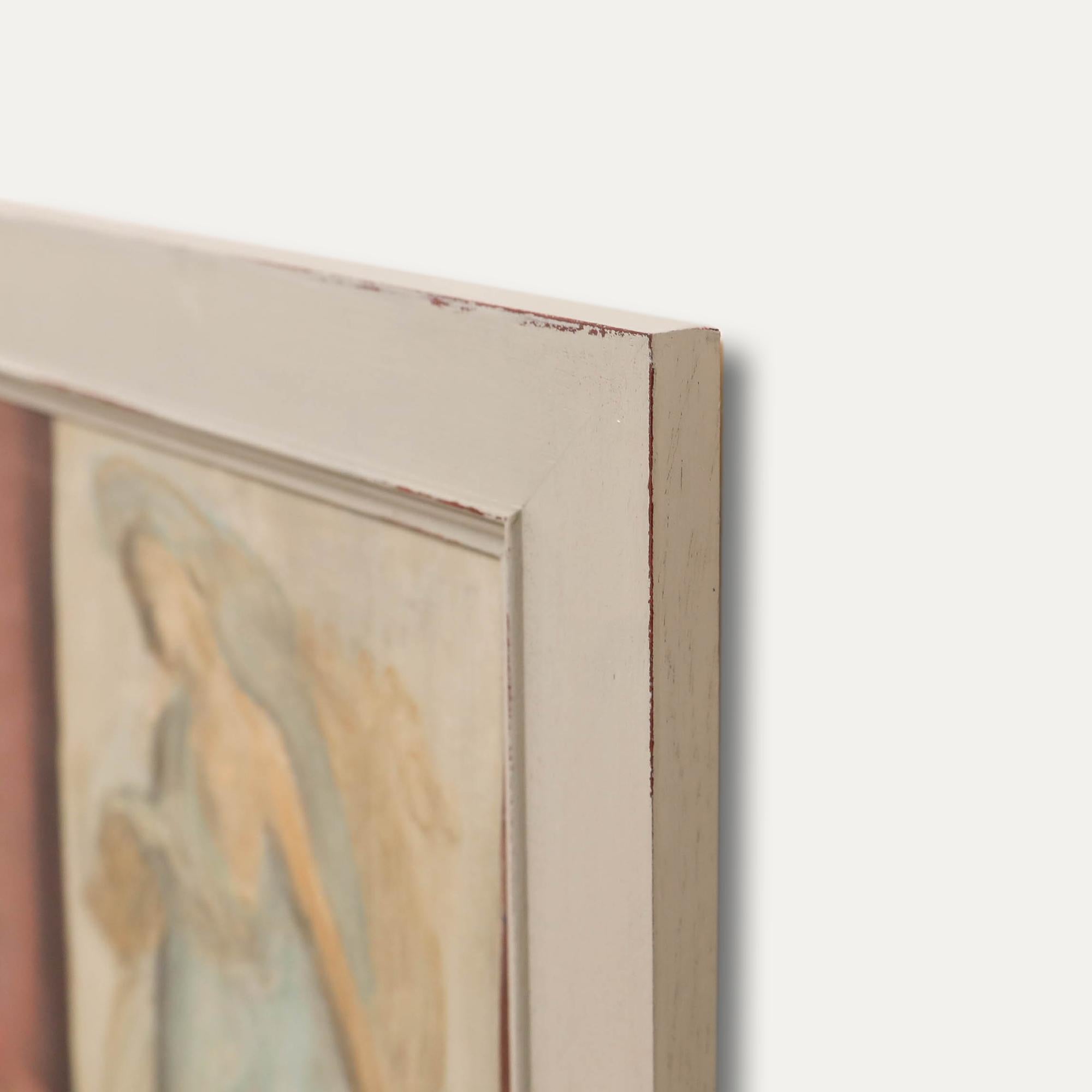 Huile du milieu du 20e siècle - Nature morte avec plaque de plâtre en relief en vente 1