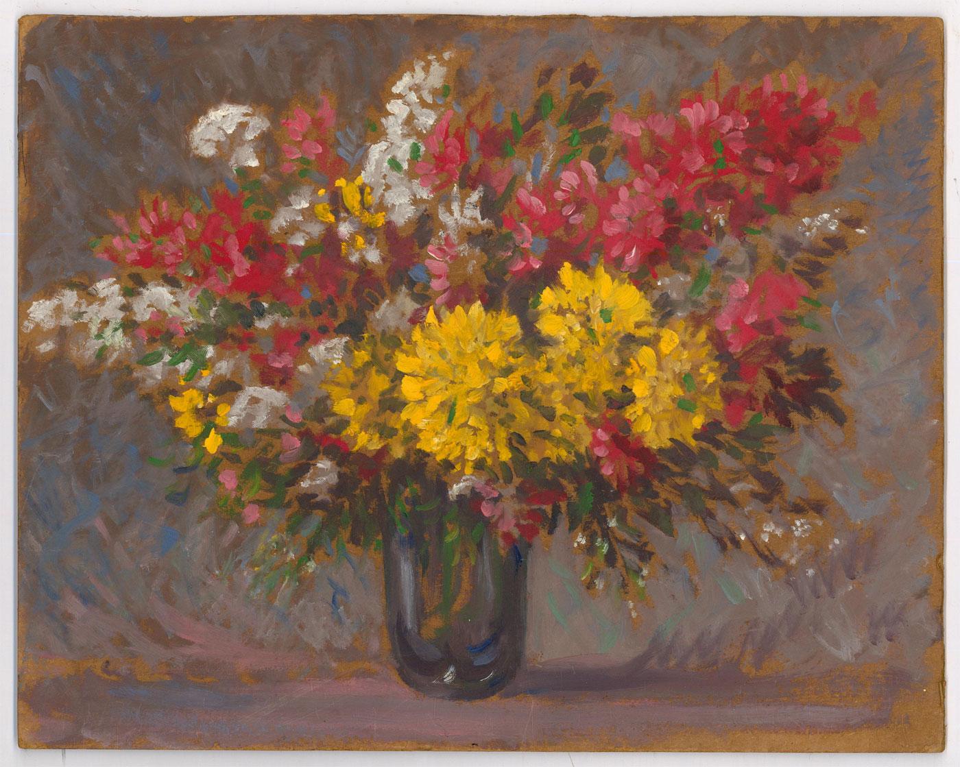 Olio della metà del XX secolo - Fiori d'estate - Painting di Unknown