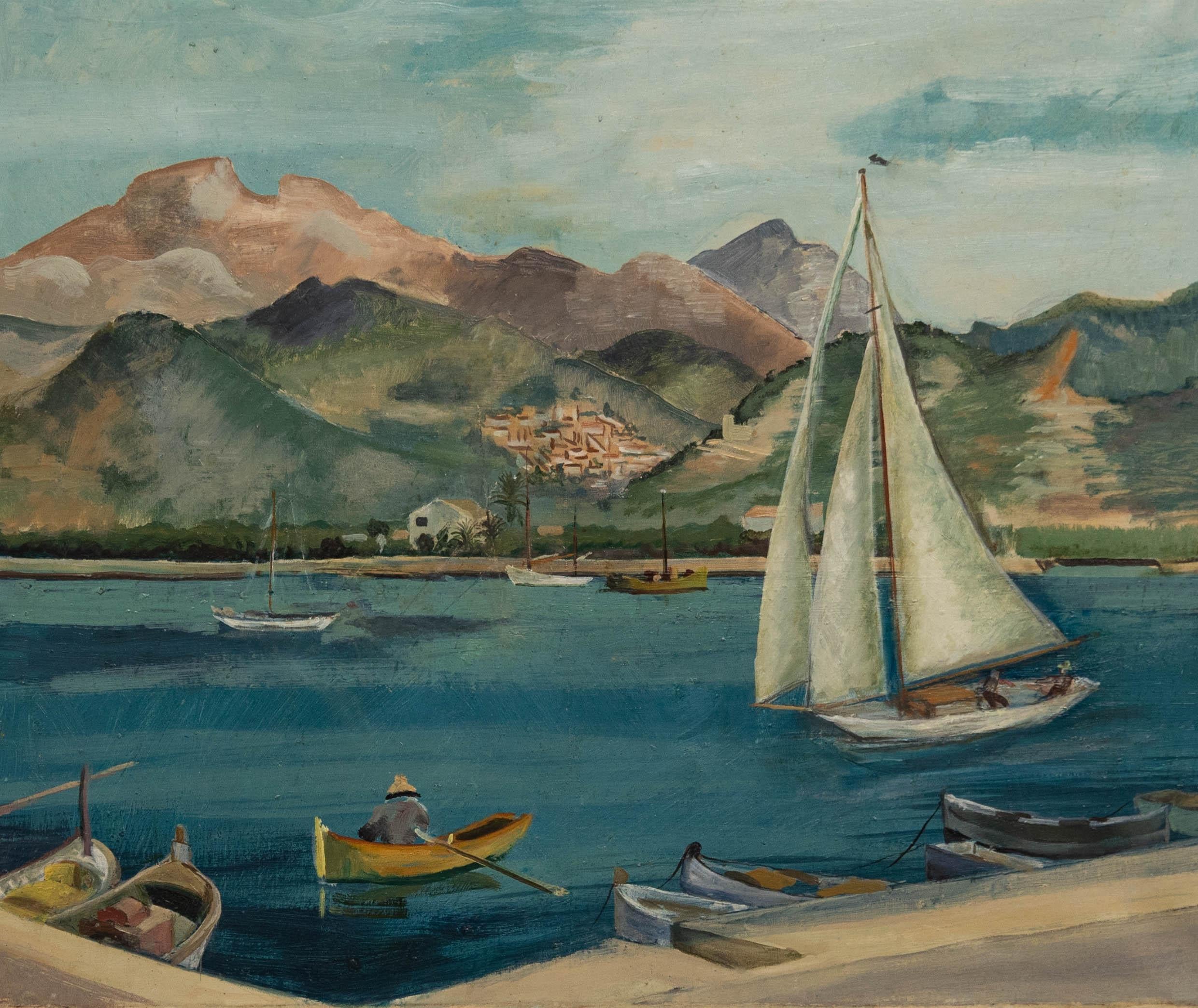 Öl aus der Mitte des 20. Jahrhunderts - Sommerliches Segeln – Painting von Unknown