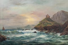 Mid 20th Century Oil - Sunset at St Nicholas Chapel