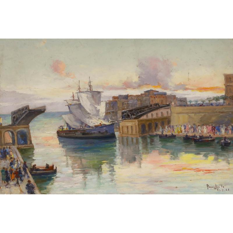 Mid 20th Century Oil - The Awaited Arrival - Painting by Unknown