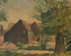 Vintage Mid 20th Century Oil - The Barn in Summer