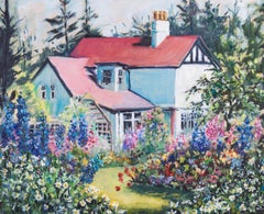 Mid 20th Century Oil - The Cottage Amongst the Flowers