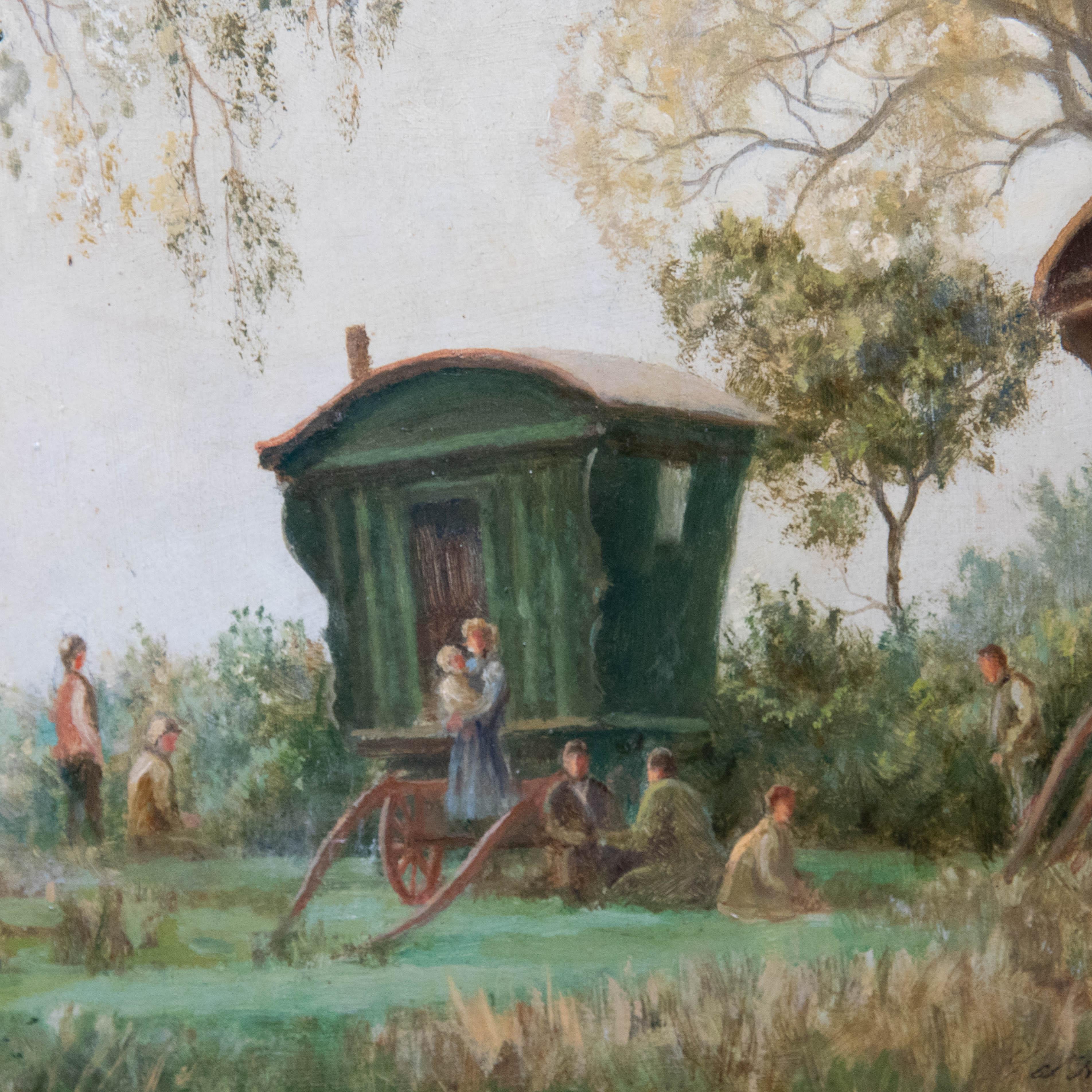 Mid 20th Century Oil - The Gypsy Encampment For Sale 1