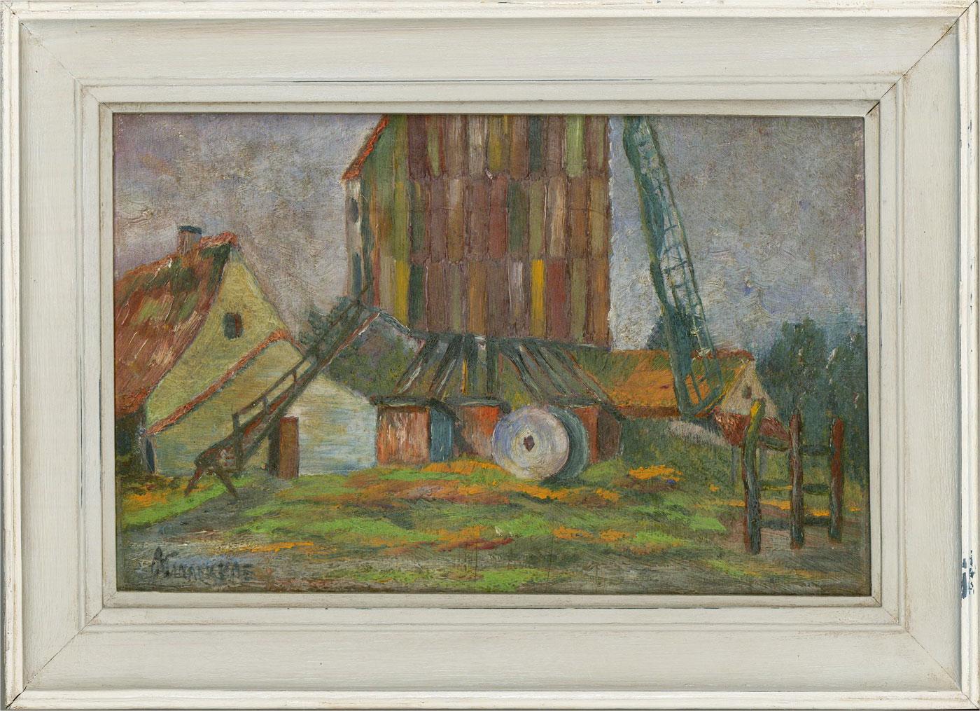 Unknown Landscape Painting - Mid 20th Century Oil - The Old Flour Mill