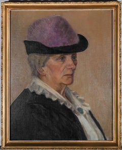 Vintage Mid 20th Century Oil - The Purple Hat