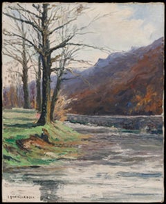 Mid 20th Century Oil - The Riverbank in Winter