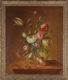 Mid 20th Century Oil - Triumph Tulips and Peonies