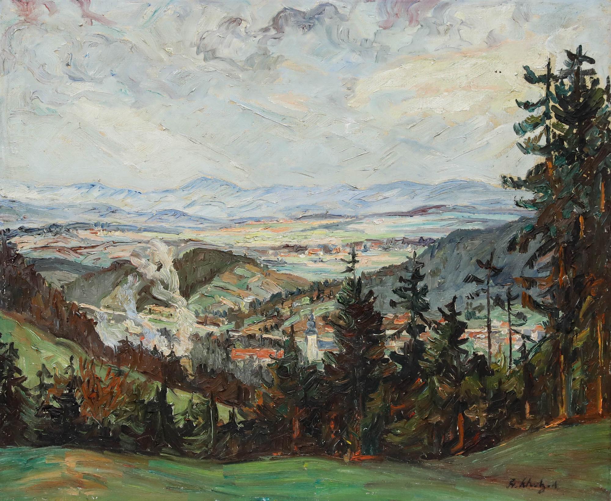 Mid 20th Century Oil - Valley Vista - Painting by Unknown