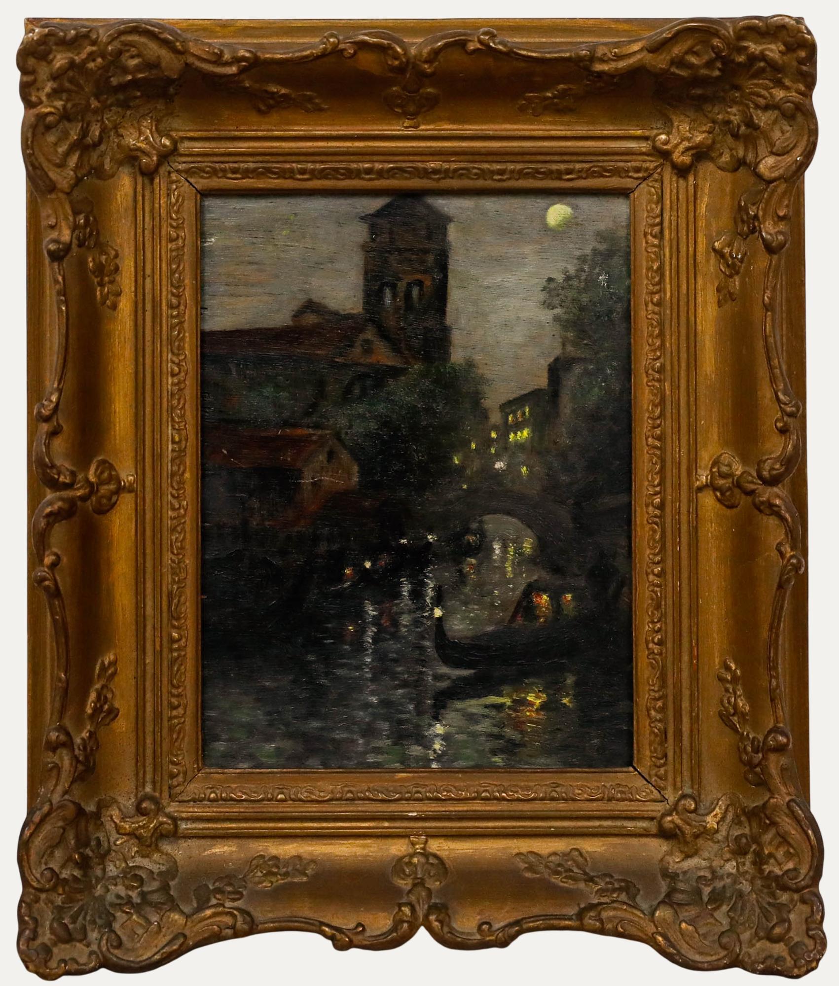 Mitte 20. Jahrhundert Öl - Venedig bei Nacht