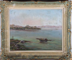 Mid 20th Century Oil - View of a Greek Island