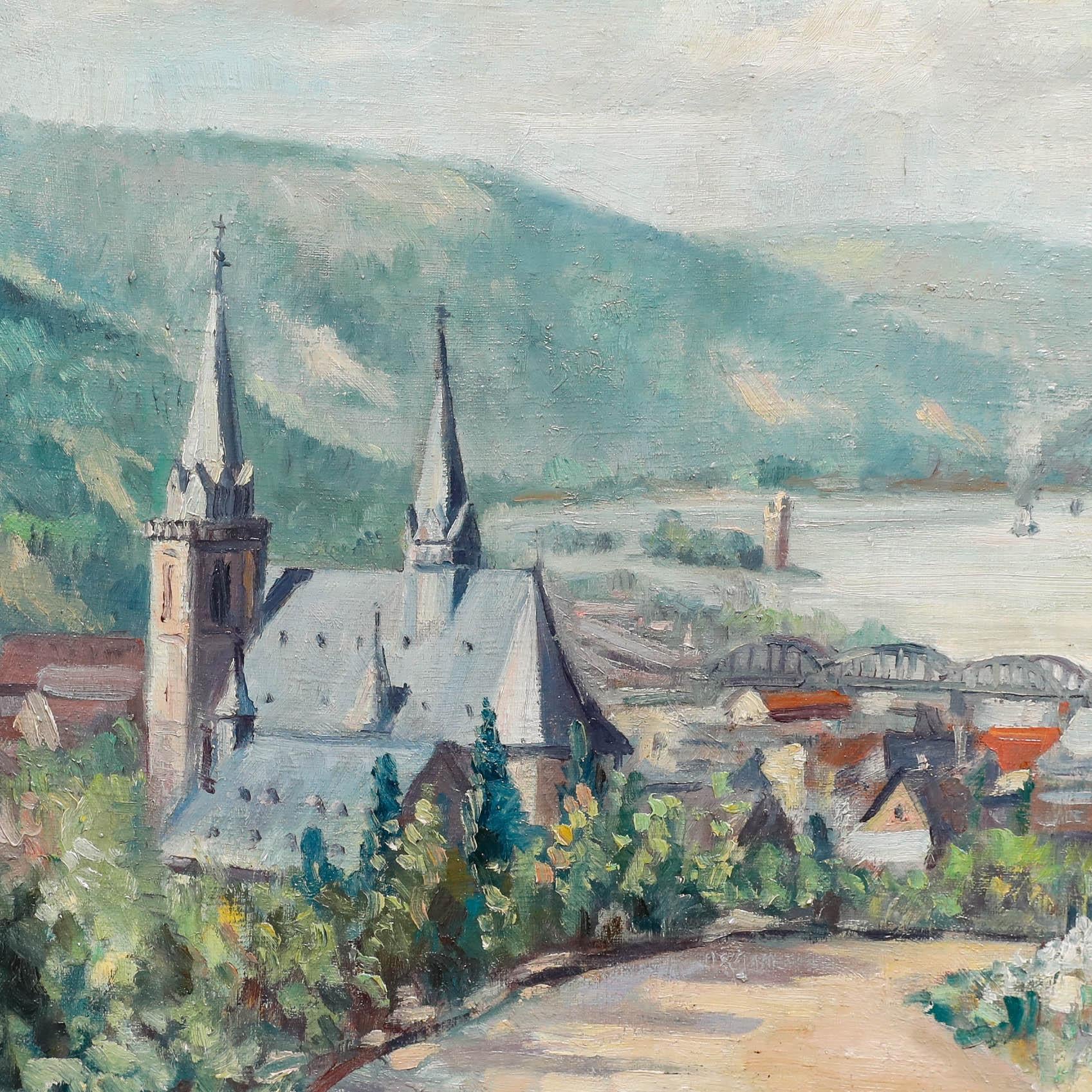 Mid 20th Century Oil - Village in a Valley For Sale 1