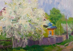 Mid 20th Century Oil - White Lilac At The Dacha