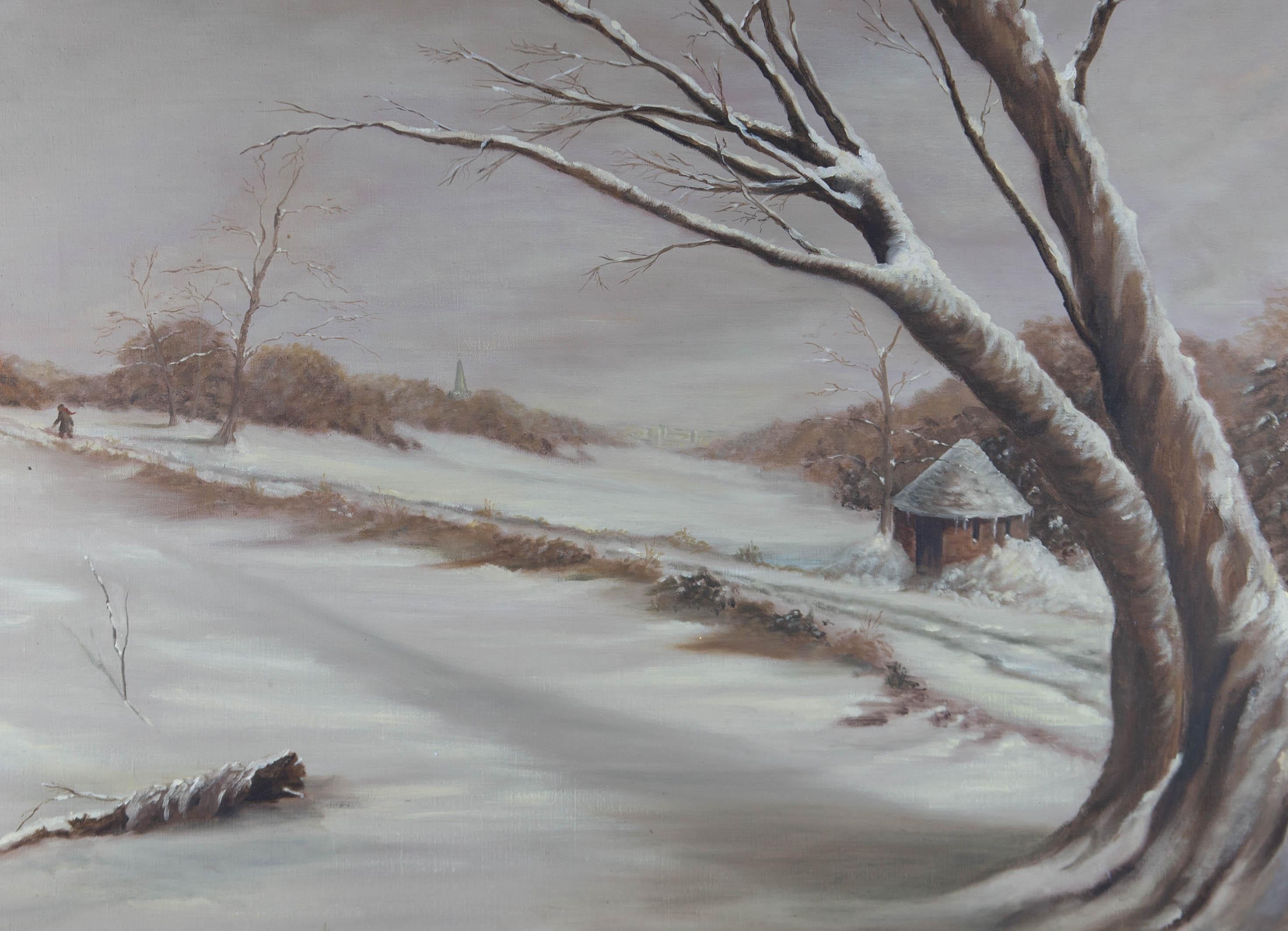 Mid 20th Century Oil - Winter Scene - Painting by Unknown