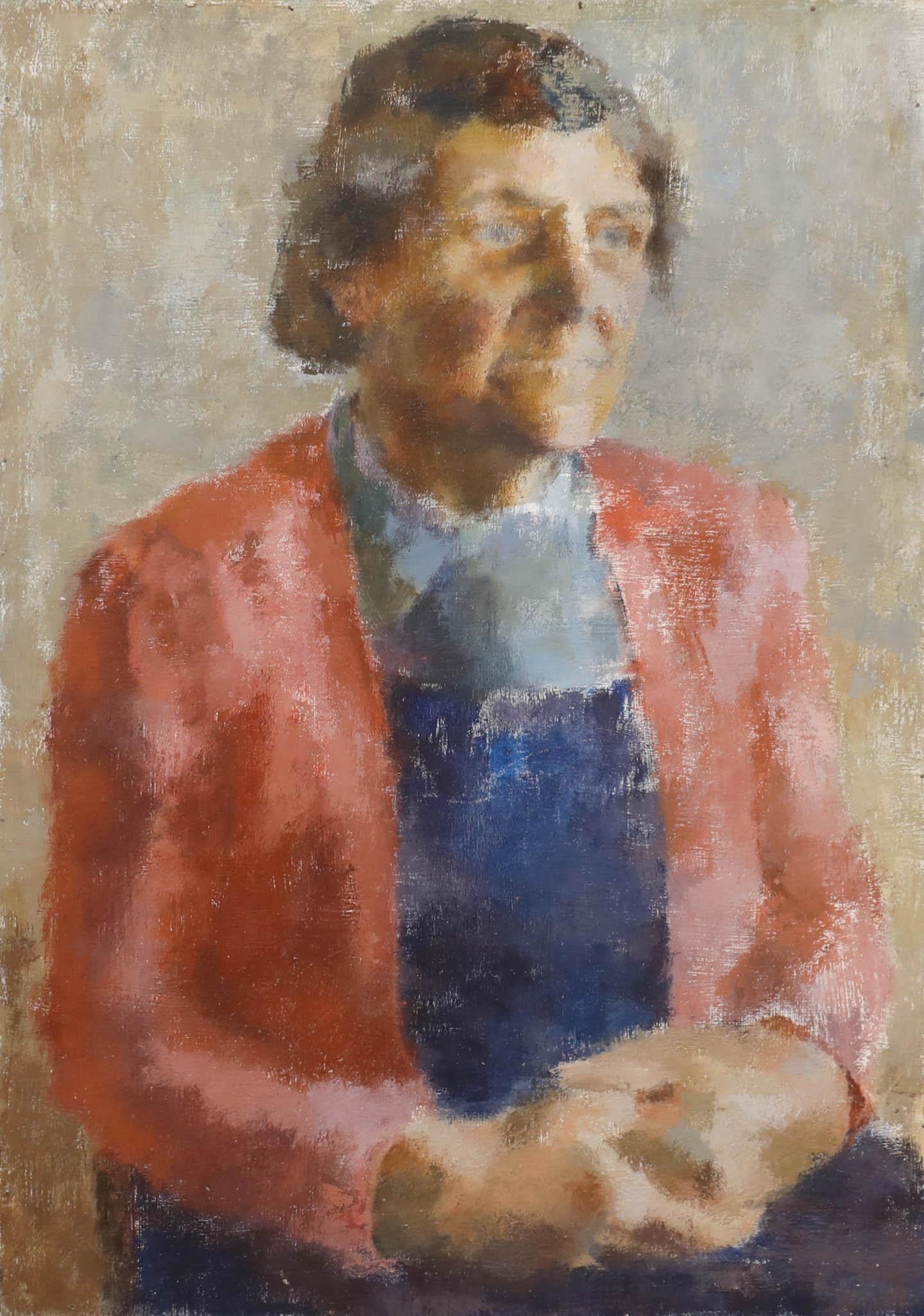 Öl aus der Mitte des 20. Jahrhunderts - Frauen in Rosa – Painting von Unknown