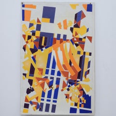 Mid 20th Century Vintage Modernist Geometric Abstract Composition Oil Canvas