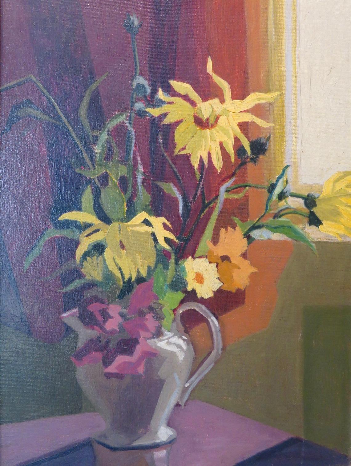 Mitte des 20. Jahrhunderts Impressionist English Colourful Still Life Of Flowers Ölgemälde – Painting von Unknown
