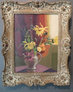 Mid 20thC Impressionist English Colourful Still Life Of Flowers Oil Painting
