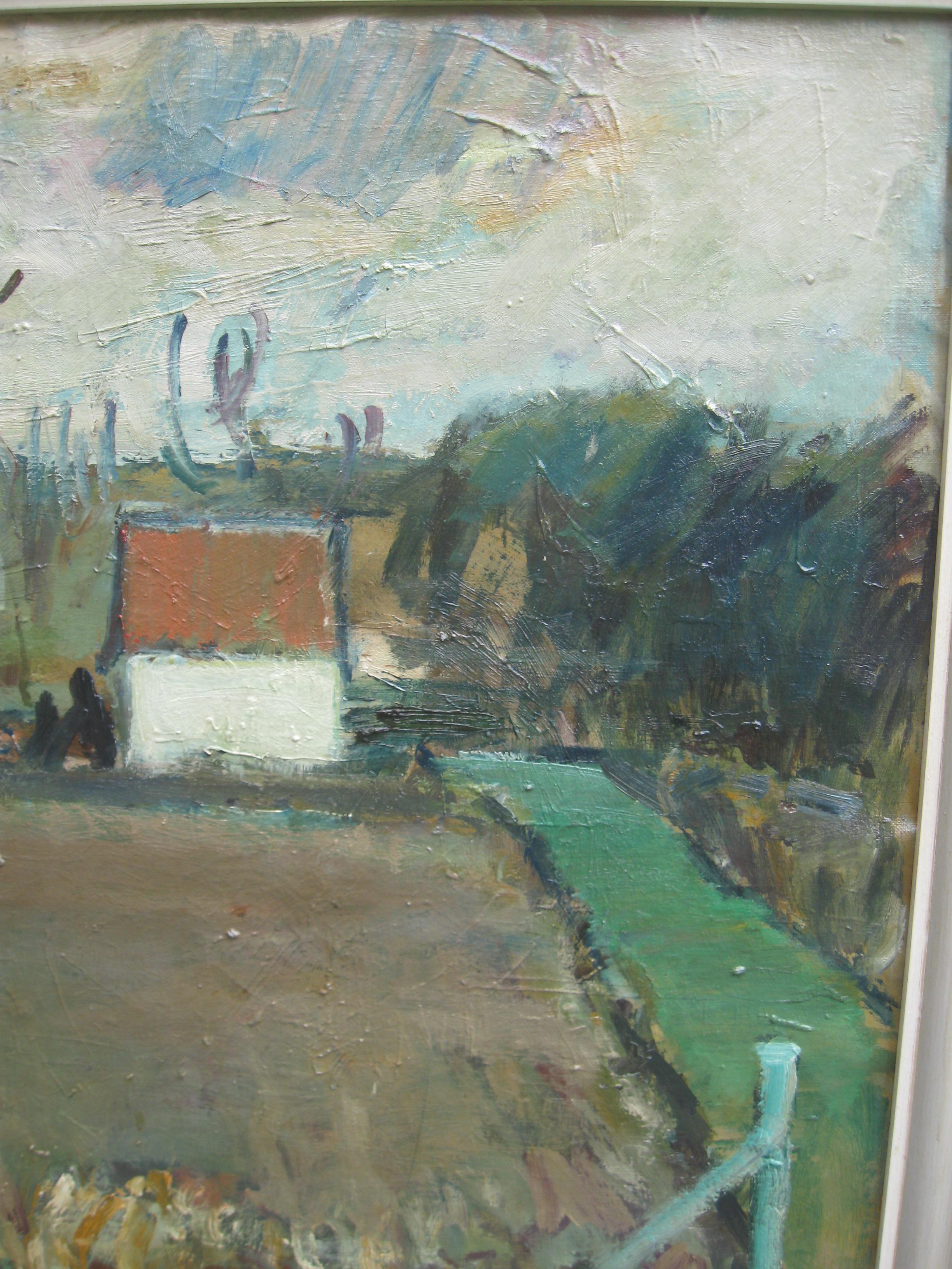 Early 20thC Modernist/Expressionist Large oil Landscape c1930's For Sale 8
