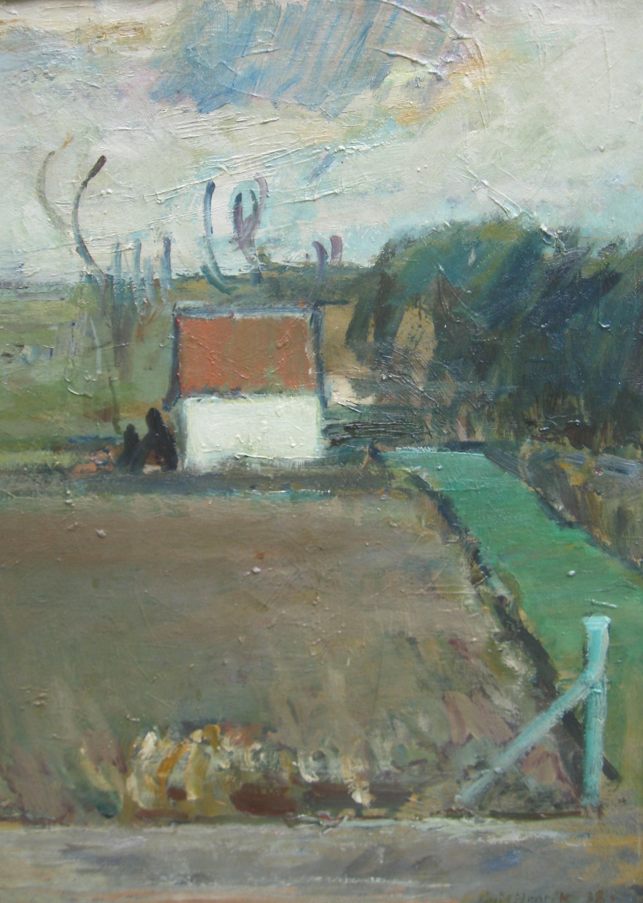 Gran óleo modernista/expresionista de principios del siglo XX Paisaje europeo c1930 - Painting Expresionista de Unknown