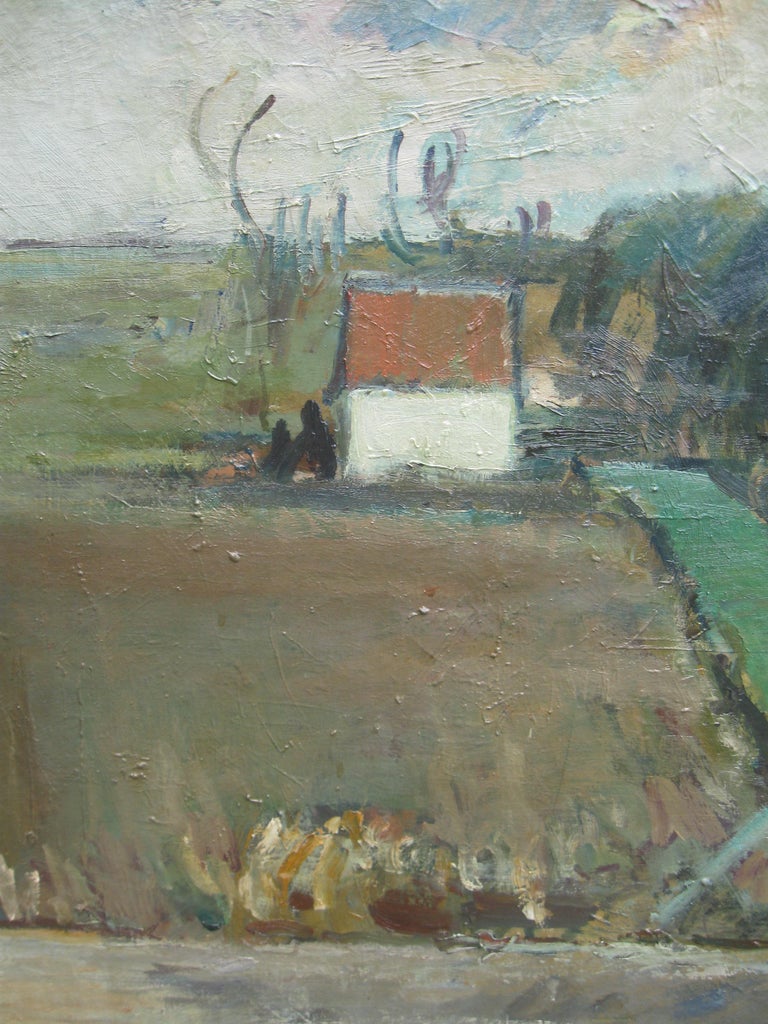 Early 20thC Modernist/Expressionist Large oil Landscape c1930's For Sale 3