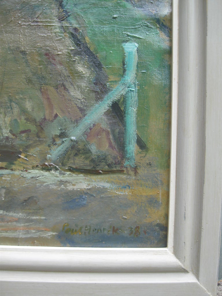 Early 20thC Modernist/Expressionist Large oil Landscape c1930's For Sale 4
