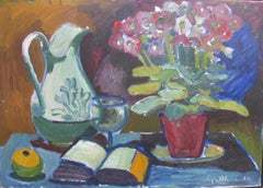 Mid 20thCentury Modernist/Expressionist Still Life oil c1960