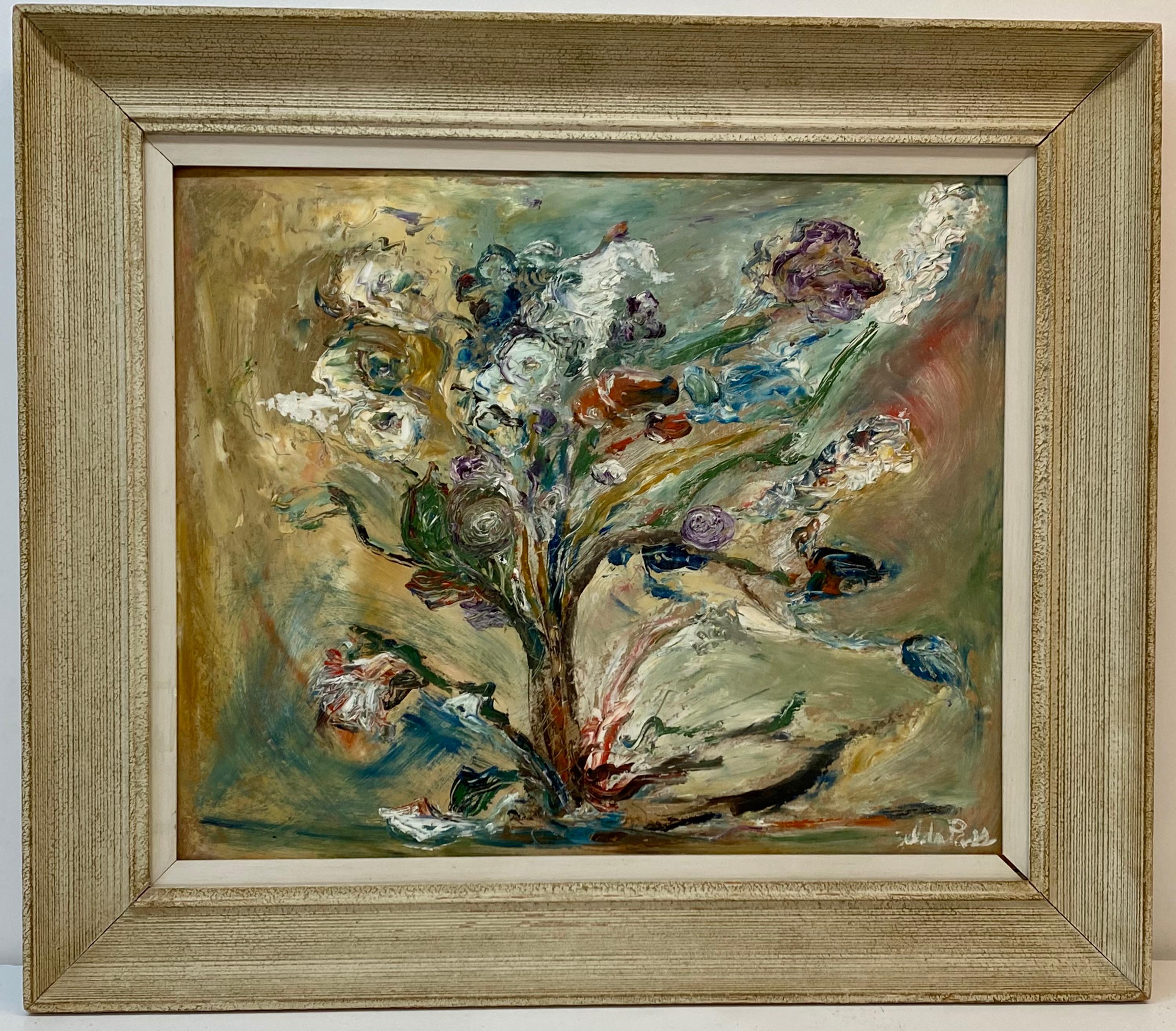 Unknown Still-Life Painting - Mid Century Abstract Floral Still Life Oil Painting C.1950