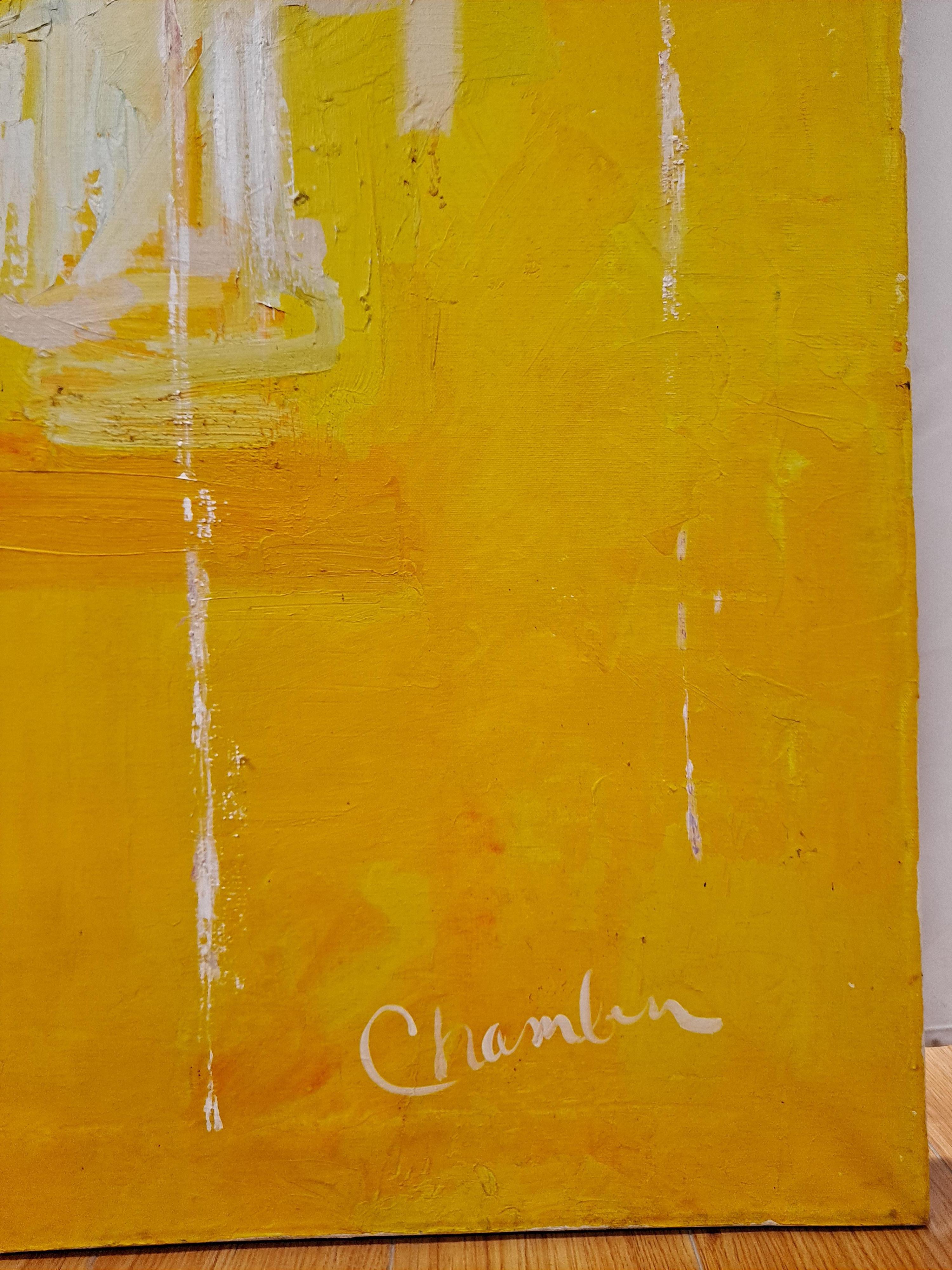 Mid Century Abstract Painting by Chamlin Oil Paint on Canvas For Sale 10