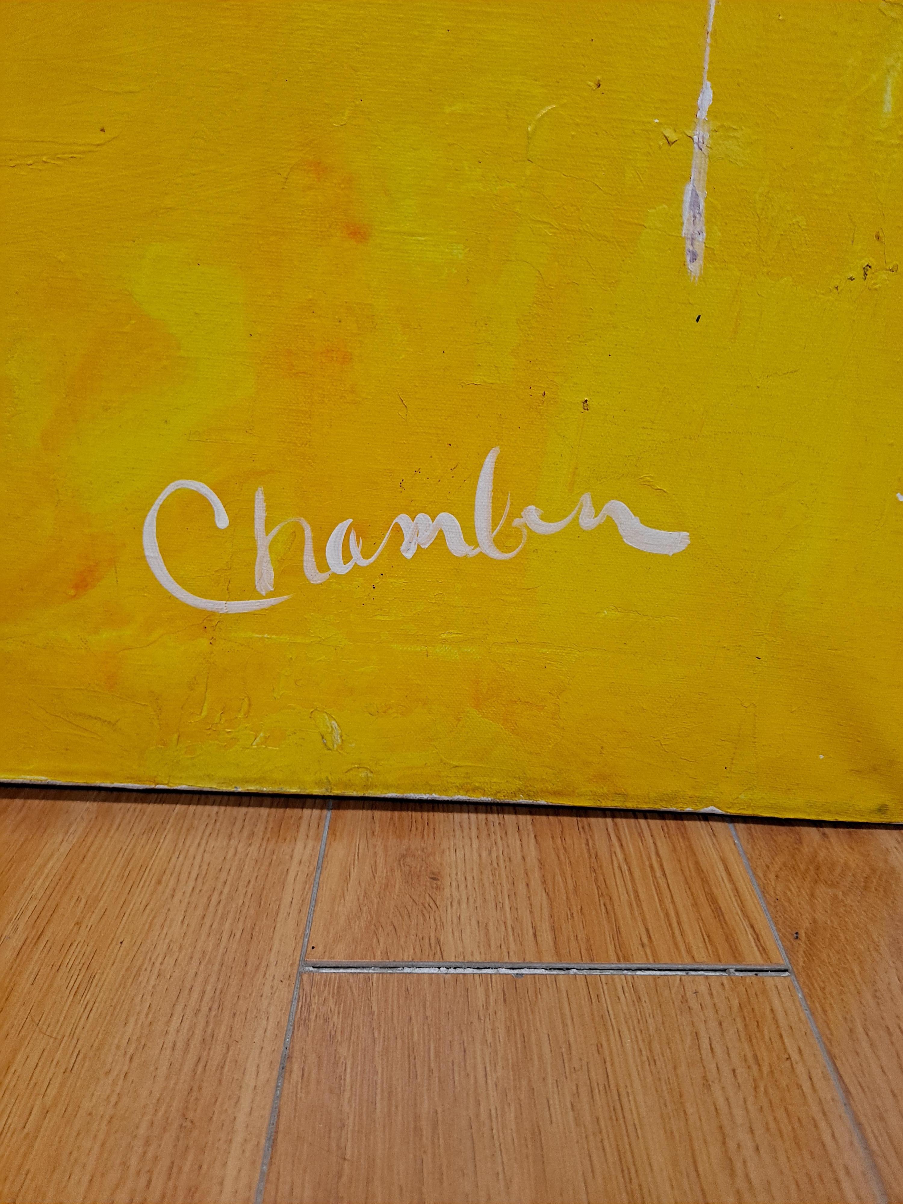 Mid Century Abstract Painting by Chamlin Oil Paint on Canvas For Sale 2