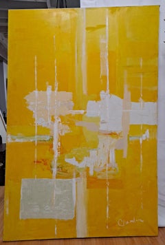 Retro Mid Century Abstract Painting by Chamlin Oil Paint on Canvas