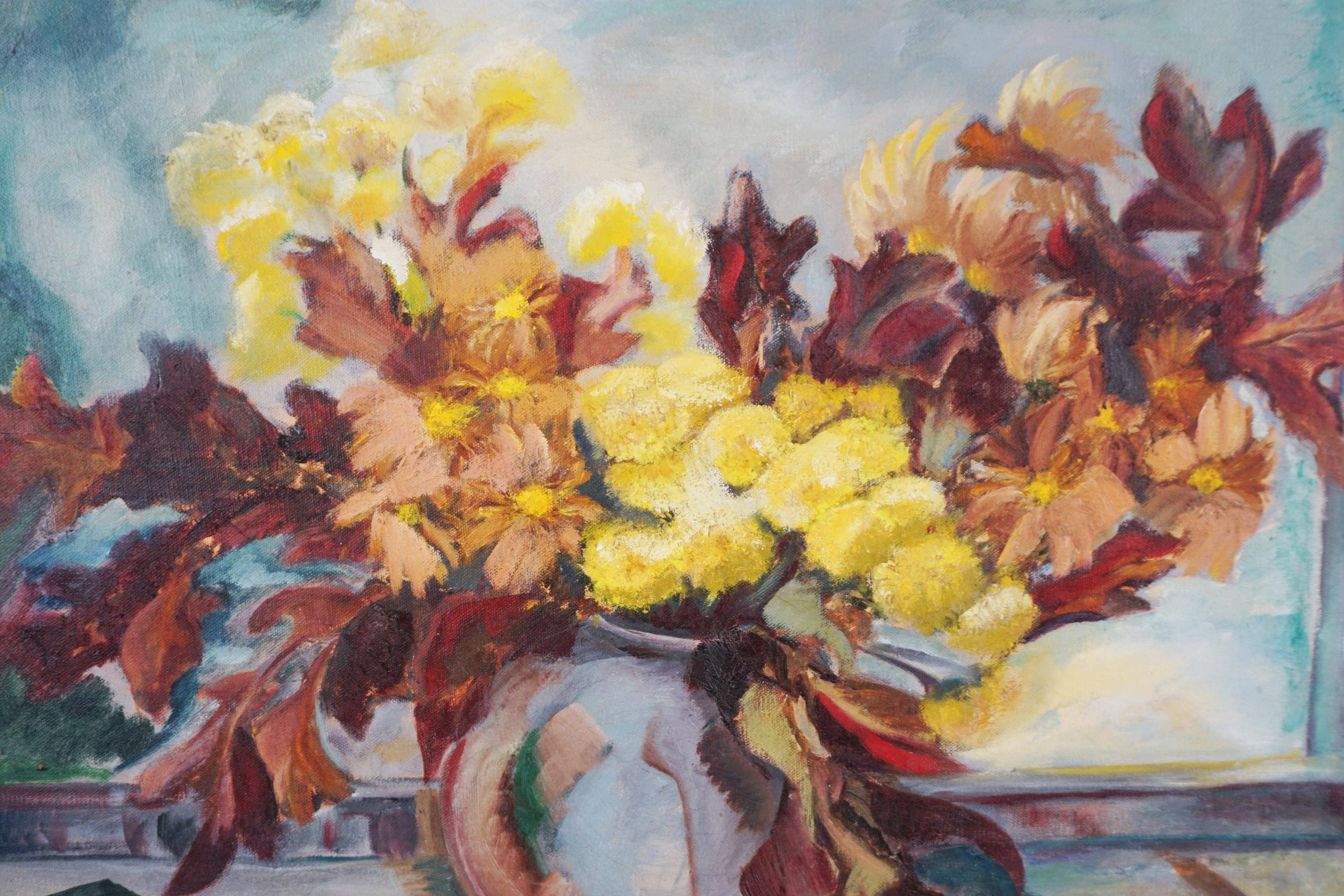Mid Century Autumnal Oil Still Life in Style of Post Impressionist Albert Andre - Post-Impressionist Painting by Unknown