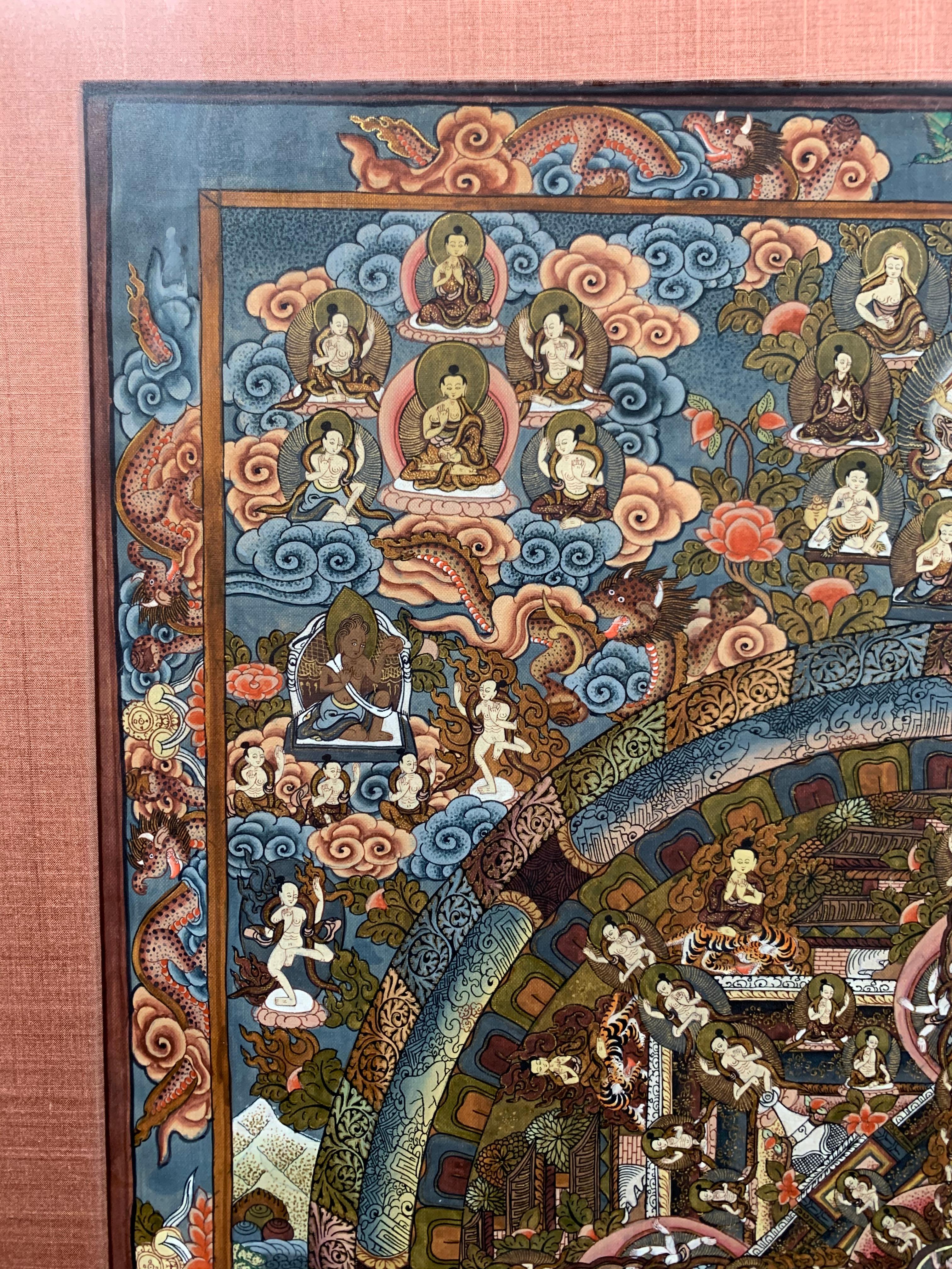Mid-century Buddhist Tibetan Mandala Thangka painting - Painting by Unknown