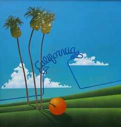 Mid Century "California" Pop Art Oil Painting by David Sherburne C.1974