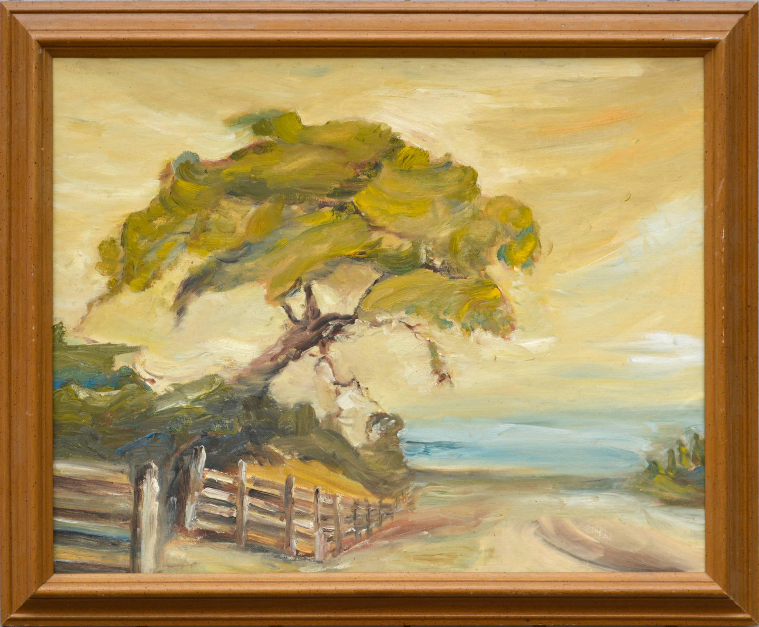 Unknown Landscape Painting - Mid Century Carmel Ranch Road