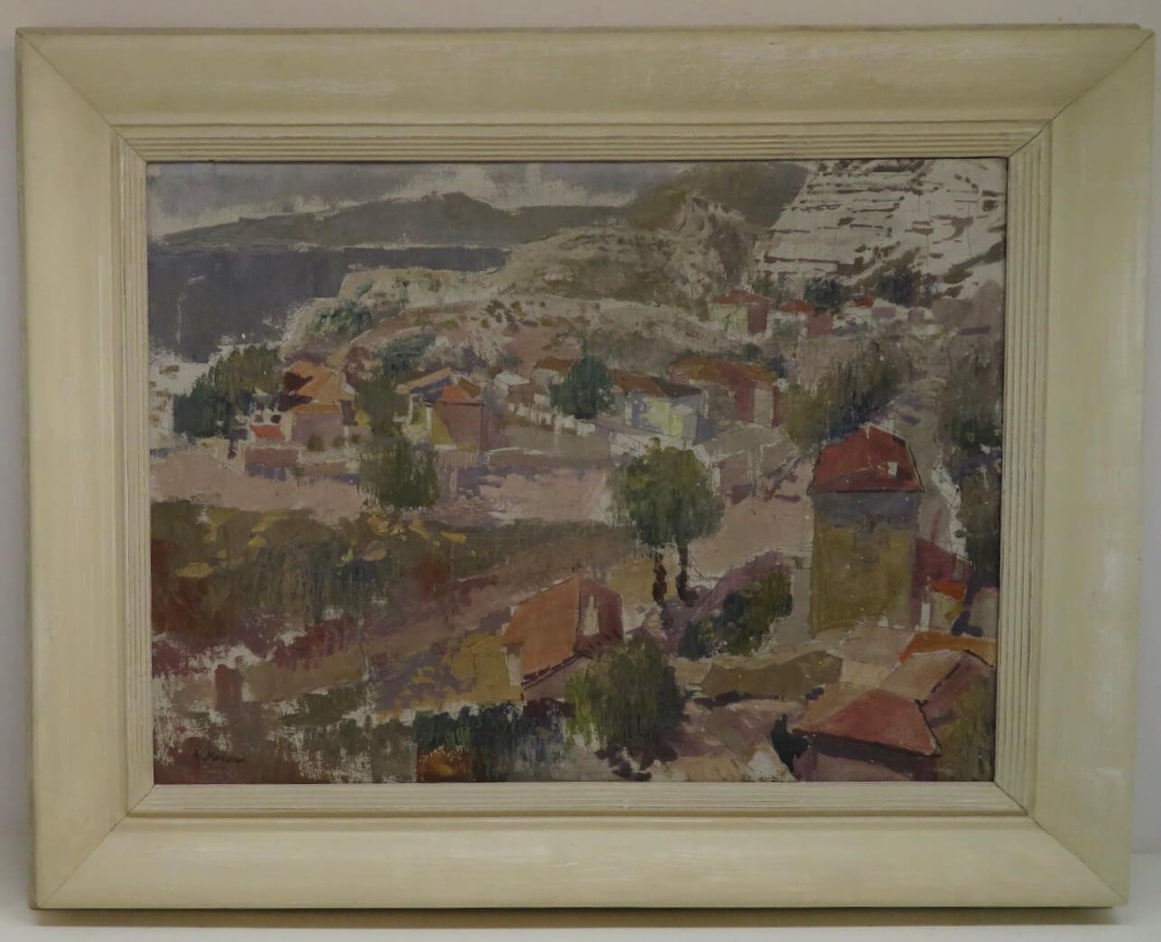 Pittura ad olio di un impressionista continentale della metà del secolo, firmata indistintamente GREECE ? 2