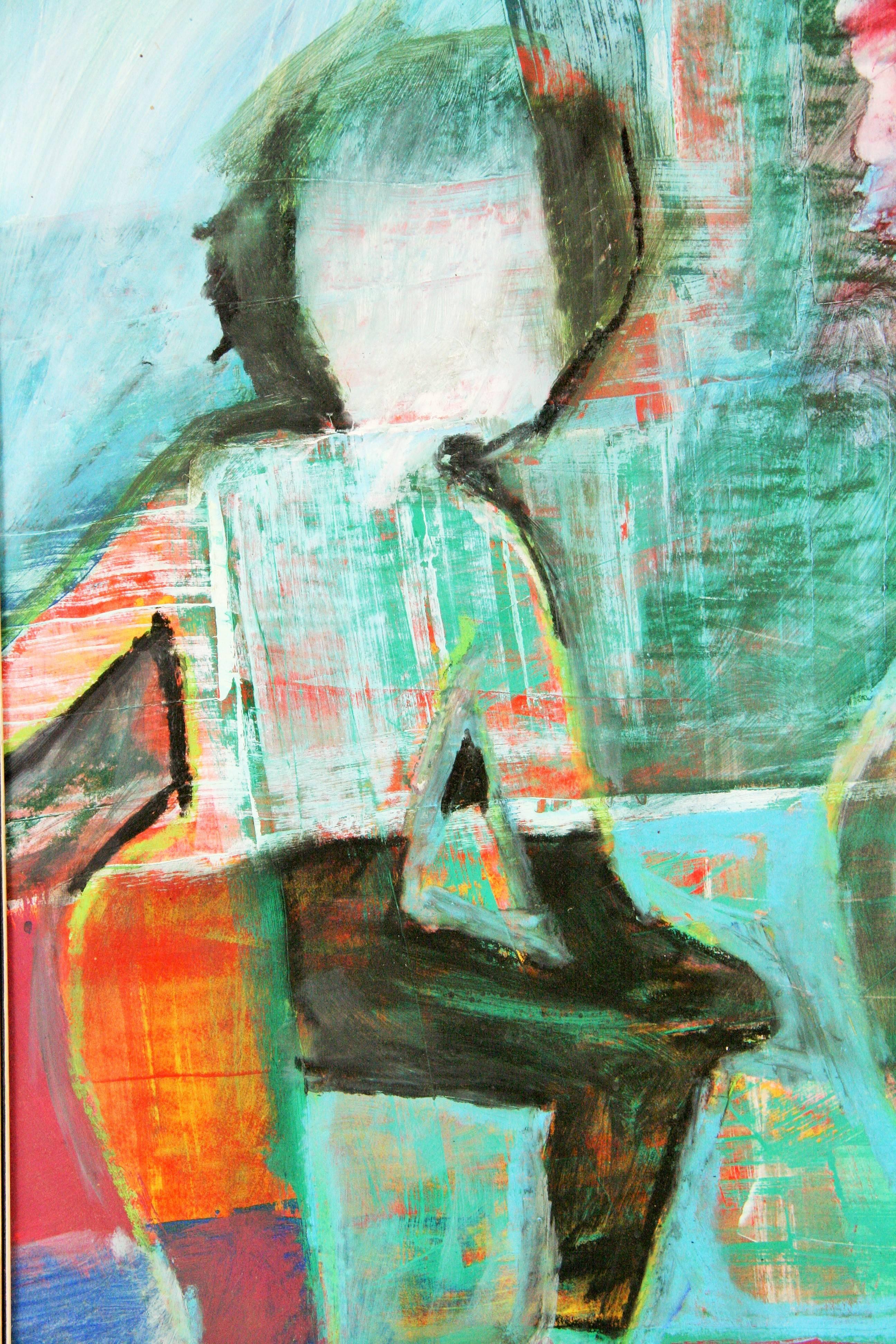 Mid Century Cubic  Modern American Figural Painting by Sarno im Angebot 1