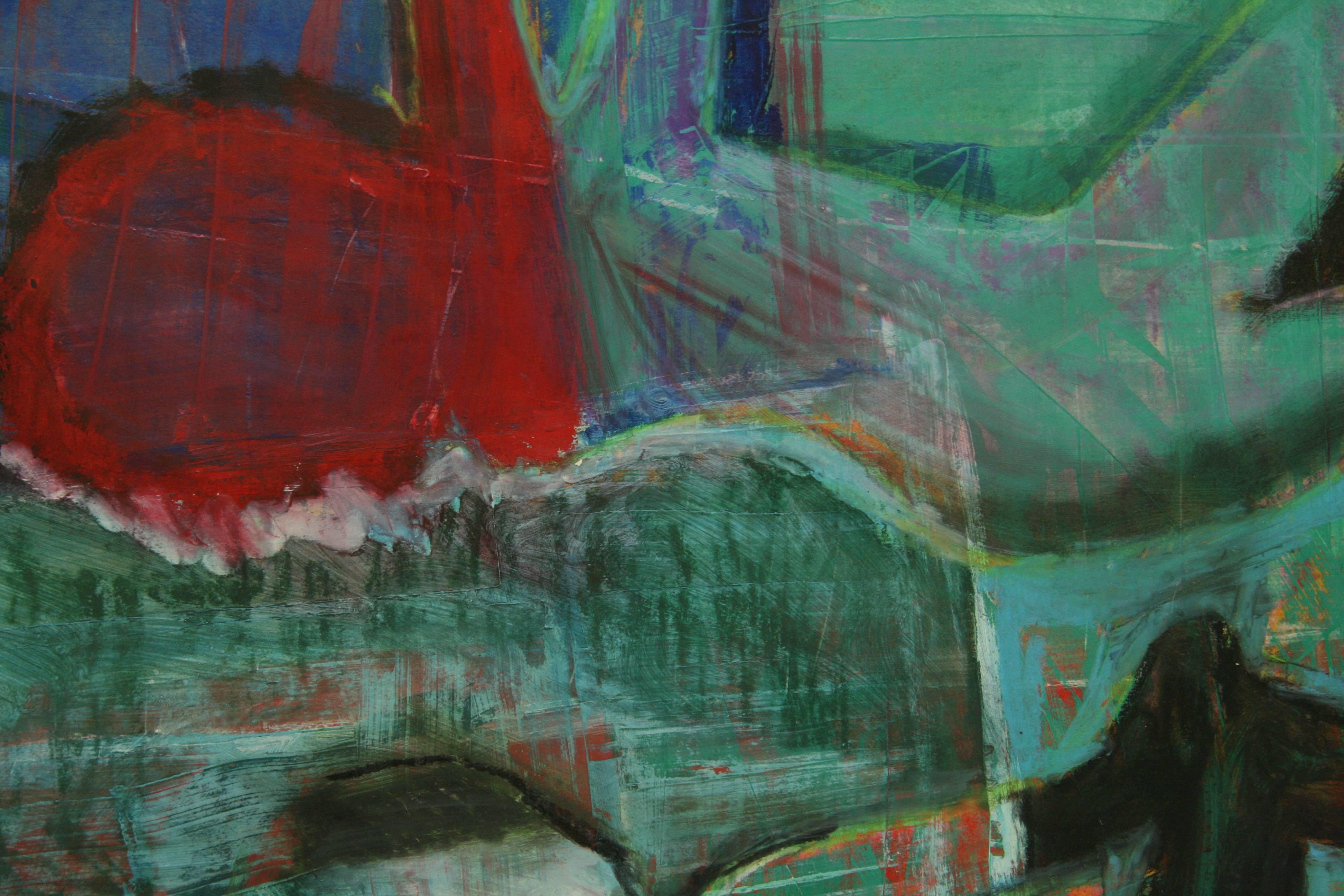 Cubo di metà secolo  Pittura figurativa moderna americana di Sarno in vendita 1