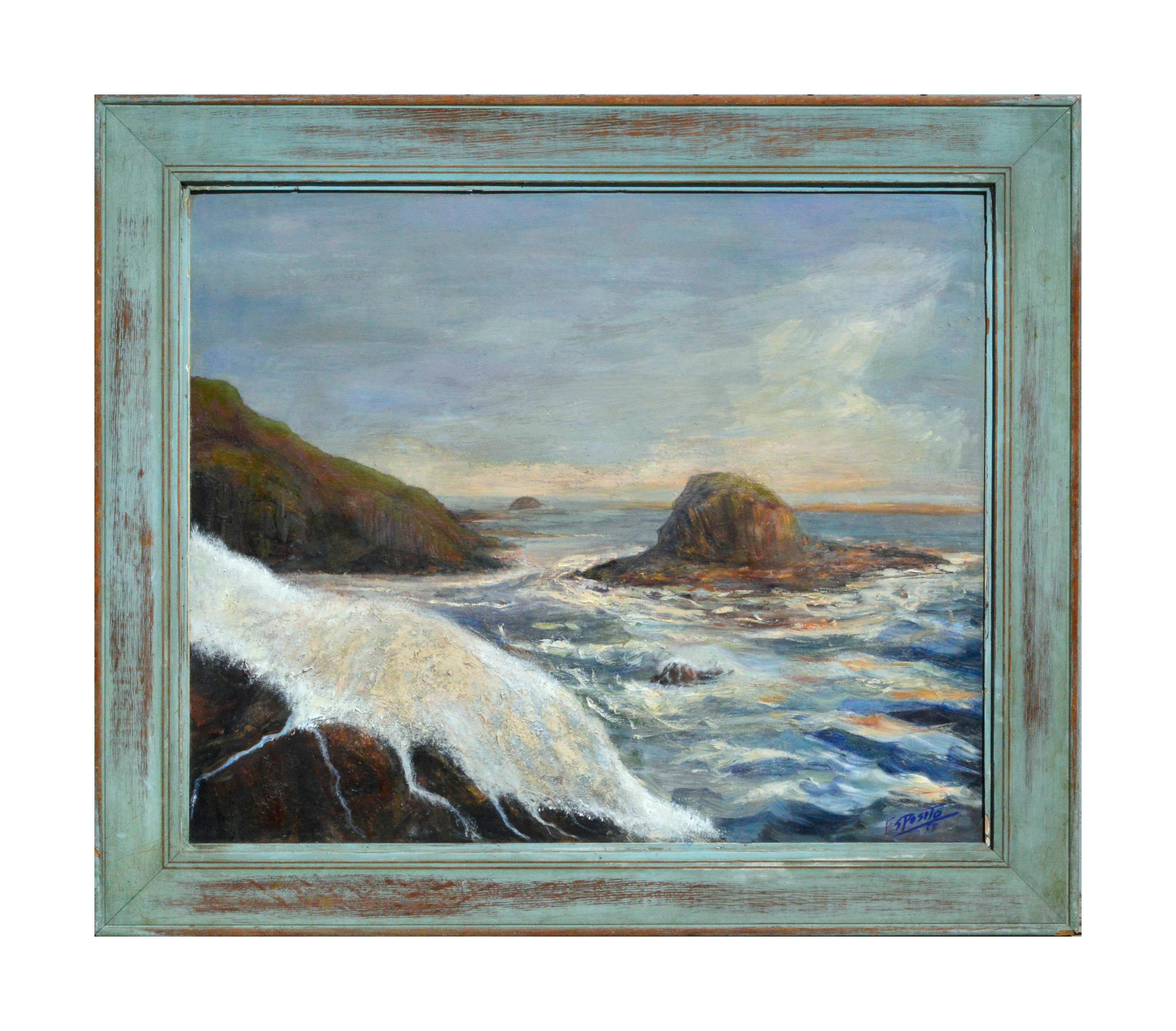 Unknown Landscape Painting - Mid Century Davenport Seascape 