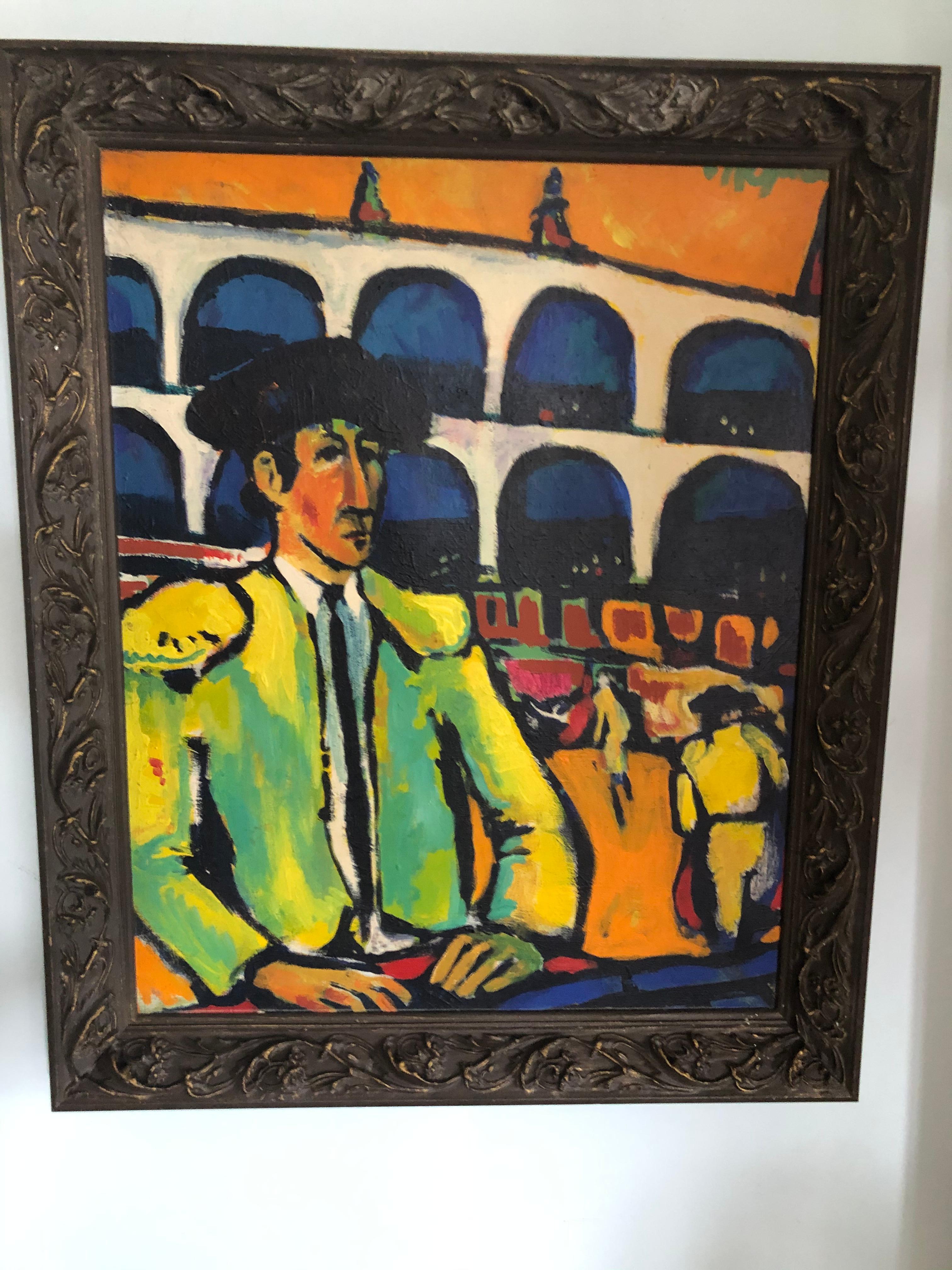 Unknown Figurative Painting - Mid Century Expressionist Matador