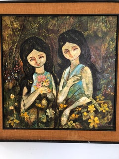 Mid Century Filipino Painting "Sisters"