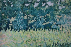 Mid-Century French Impressionist Oil Painting on Canvas in Green